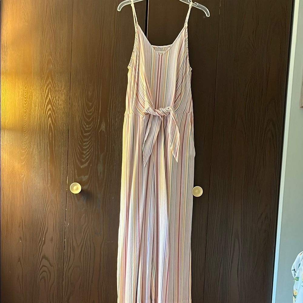 Lou & Grey spaghetti strapped striped jumpsuit. Size XS